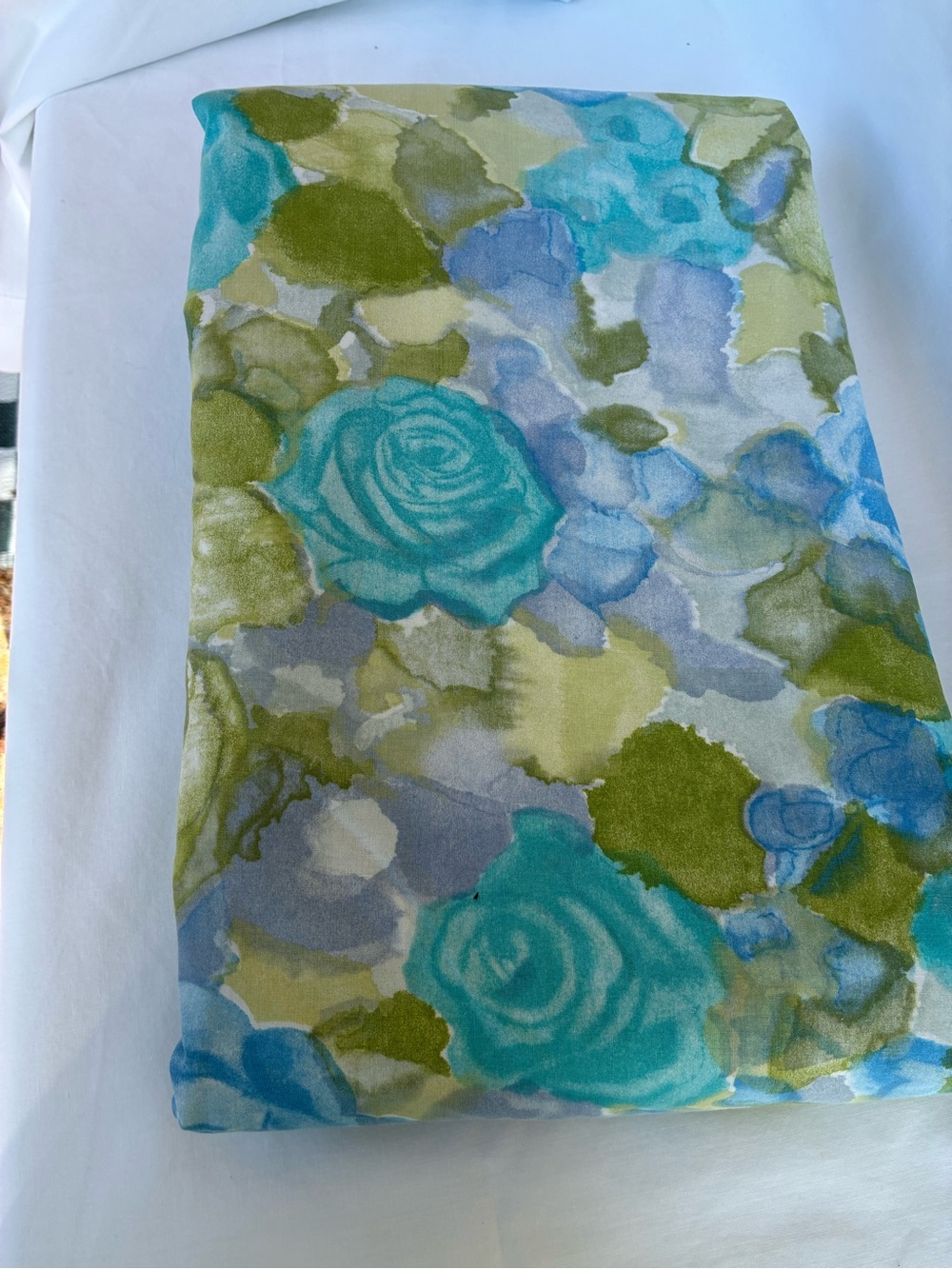 Vintage king size Floral Watercolor Decorative Bed Sheet - Blue Green